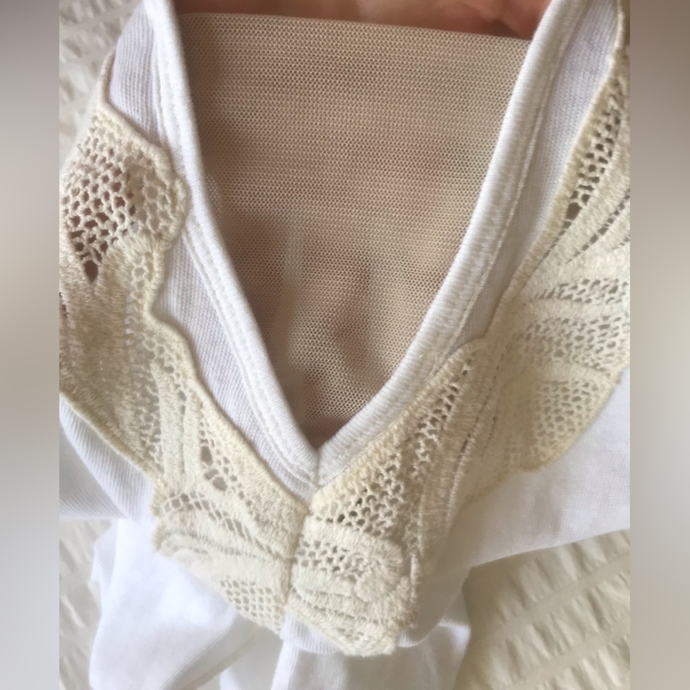 Tailored Free People Bonsai Cotton Crochet Muscle Tee white Medium - Picture 10 of 11